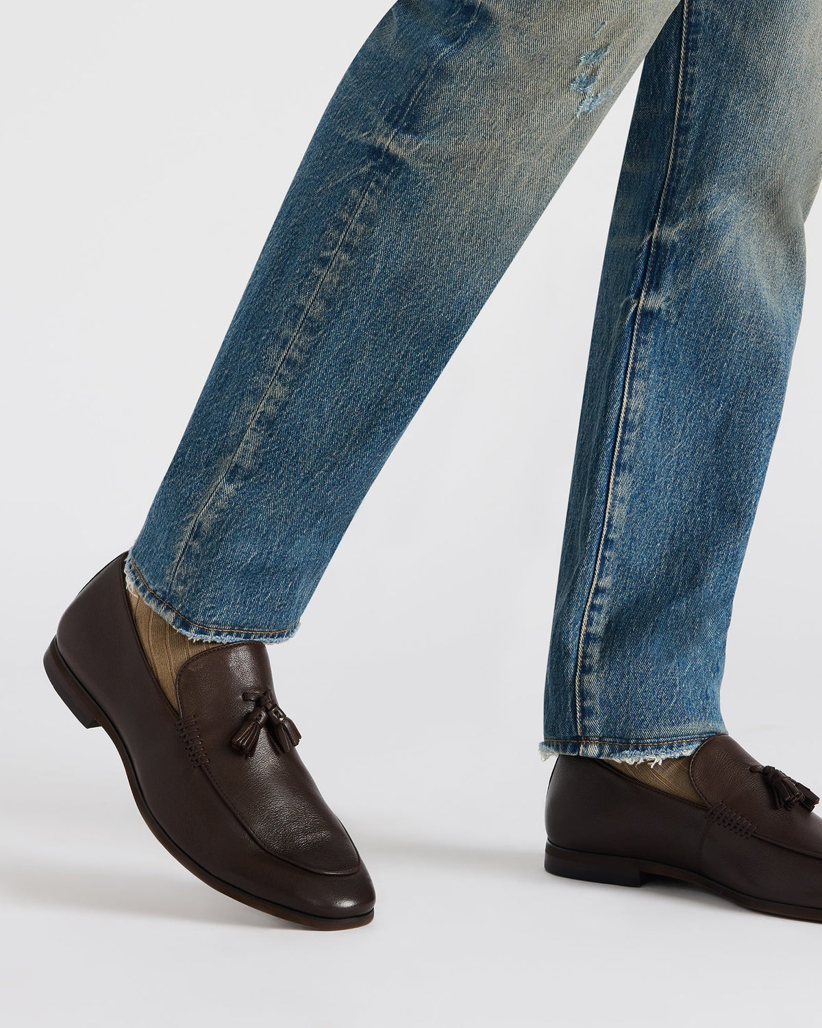 ONDRE Brown Leather Tassel Slip-On Men's Loafer Steve Madden BROWN LEATHER