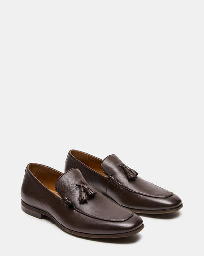 ONDRE Brown Leather Tassel Slip-On Men's Loafer Steve Madden BROWN LEATHER