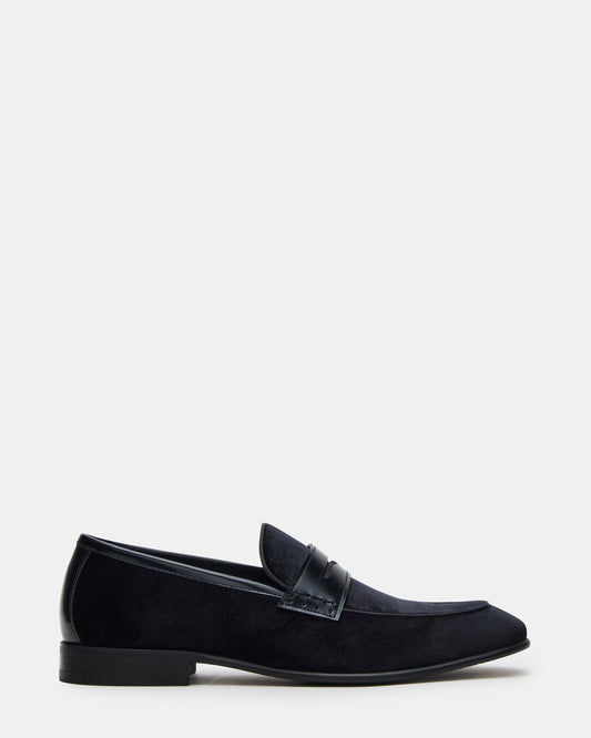YARDLY Black Velvet Slip-On Men's Dress Loafer Steve Madden BLACK VELVET