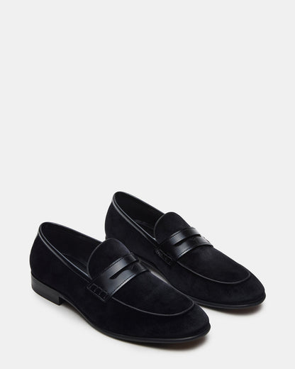 YARDLY Black Velvet Slip-On Men's Dress Loafer Steve Madden BLACK VELVET