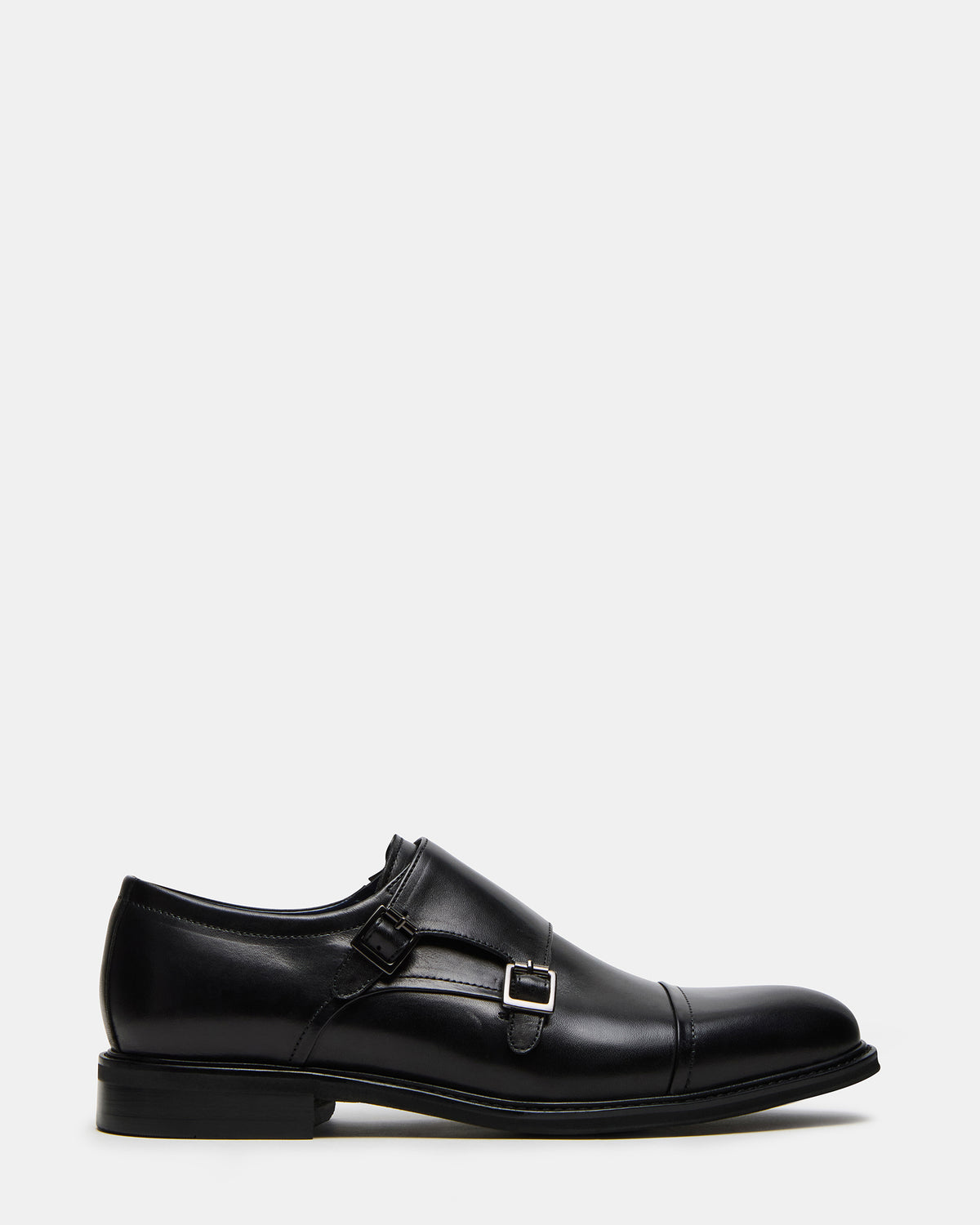 HARAN Black Leather Men's Buckle Strap Dress Shoe Steve Madden BLACK LEATHER
