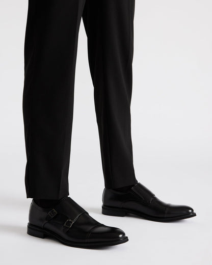 HARAN Black Leather Men's Buckle Strap Dress Shoe Steve Madden BLACK LEATHER