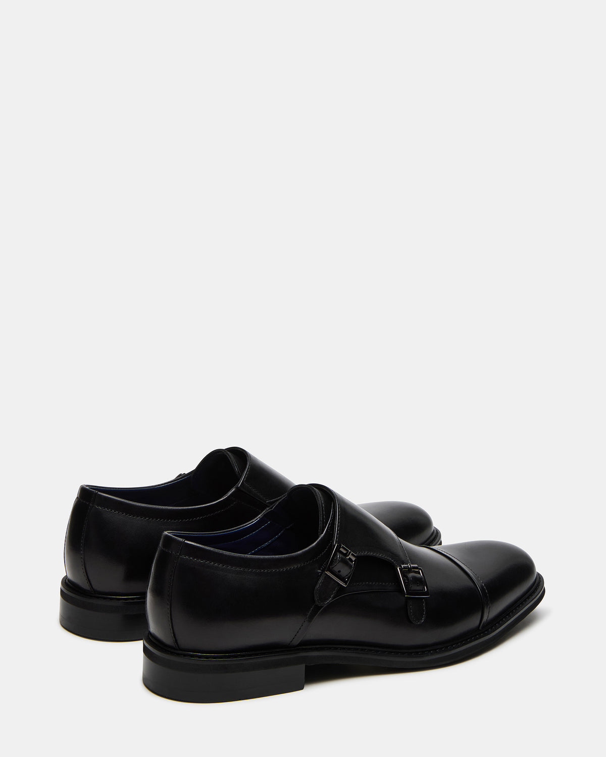 HARAN Black Leather Men's Buckle Strap Dress Shoe Steve Madden BLACK LEATHER
