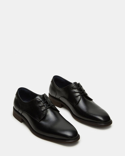 LELAND Black Leather Lace-Up Men's Dress Shoe Steve Madden BLACK LEATHER