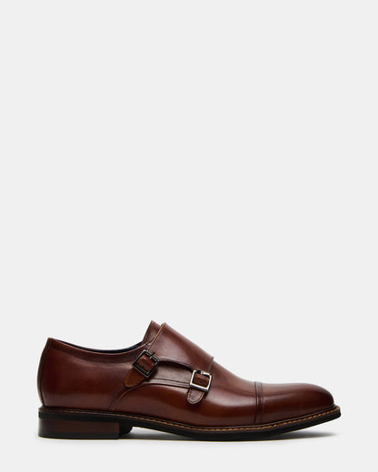 HARAN Tan Leather Men's Buckle Strap Dress Shoe Steve Madden TAN LEATHER