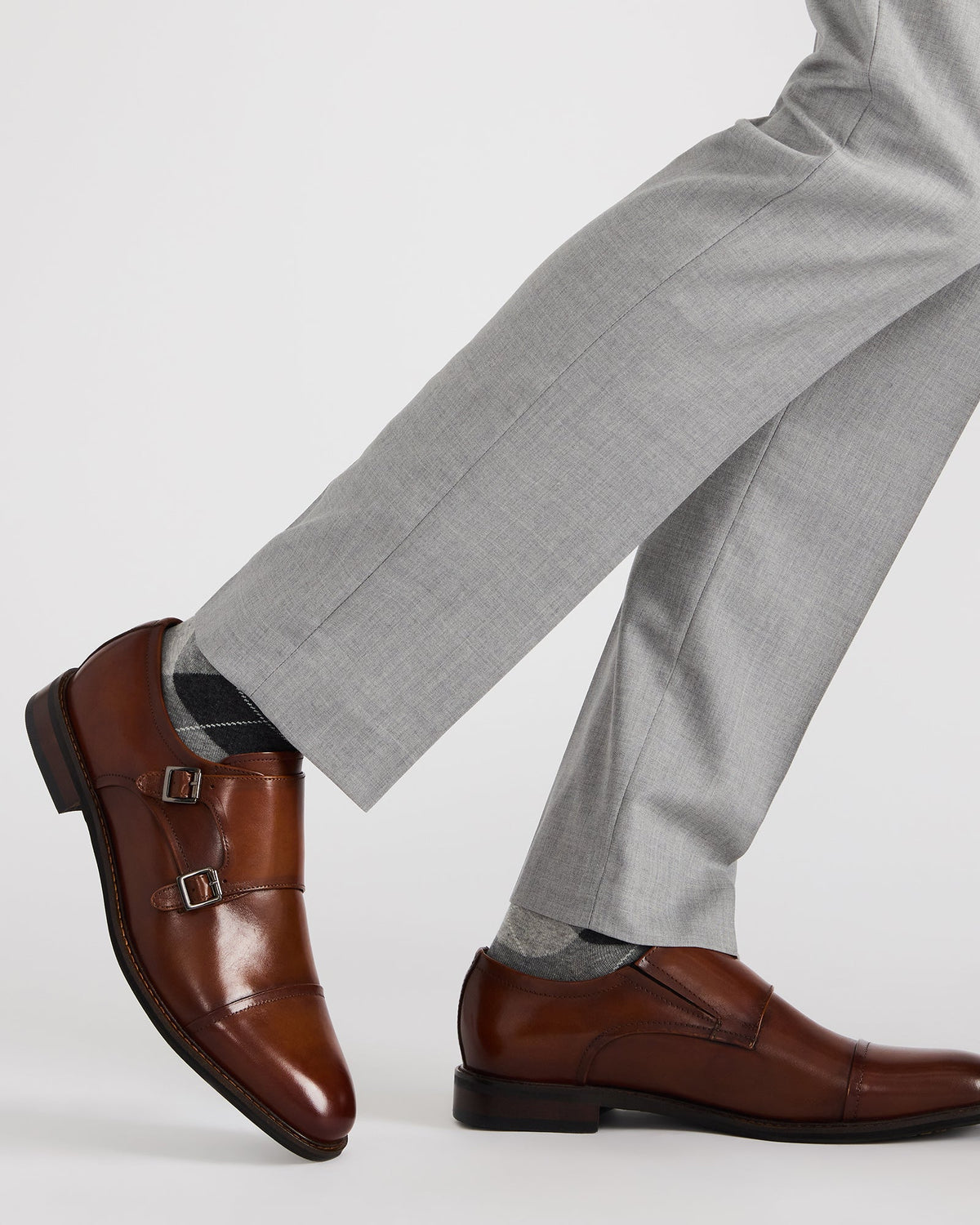 HARAN Tan Leather Men's Buckle Strap Dress Shoe Steve Madden TAN LEATHER