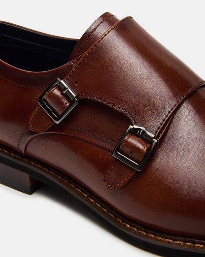 HARAN Tan Leather Men's Buckle Strap Dress Shoe Steve Madden TAN LEATHER