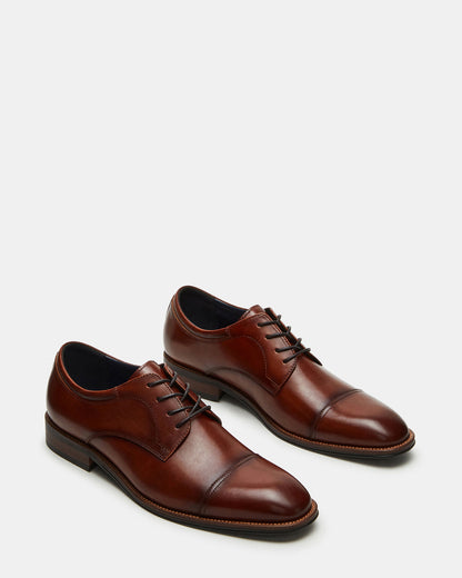 HASEN Tan Leather Men's Lace-Up Dress Shoe Steve Madden TAN LEATHER