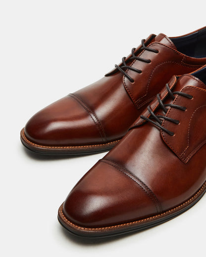 HASEN Tan Leather Men's Lace-Up Dress Shoe Steve Madden TAN LEATHER