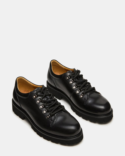 TURBO Black Leather Lace-Up Dress Shoe Steve Madden BLACK LEATHER