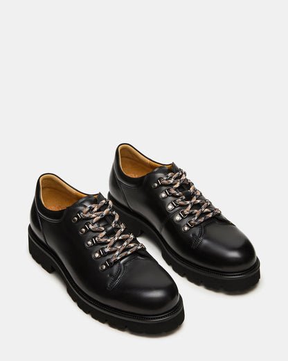 TURBO Black Leather Lace-Up Dress Shoe Steve Madden BLACK LEATHER