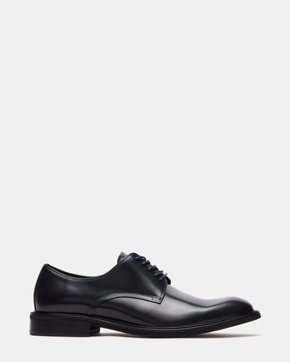HADAR Navy Box Leather Lace-Up Oxford Dress Shoe | Men's Dress Shoes Steve Madden NAVY BX LE