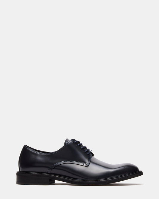 HADAR Navy Box Leather Lace-Up Oxford Dress Shoe | Men's Dress Shoes Steve Madden NAVY BX LE