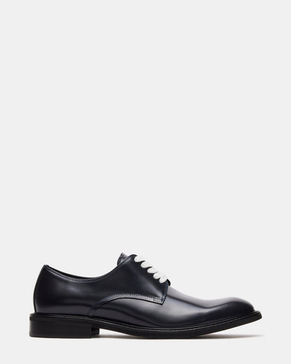 HADAR Navy Box Leather Lace-Up Oxford Dress Shoe | Men's Dress Shoes Steve Madden NAVY BX LE