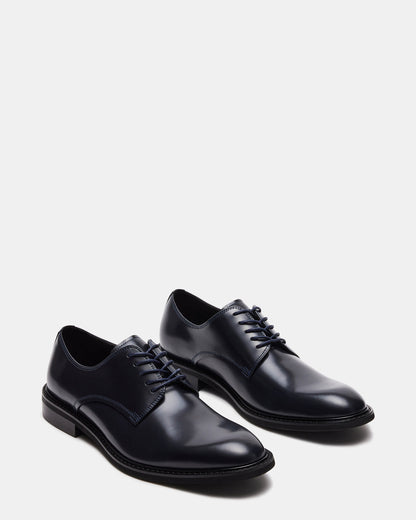HADAR Navy Box Leather Lace-Up Oxford Dress Shoe | Men's Dress Shoes Steve Madden NAVY BX LE