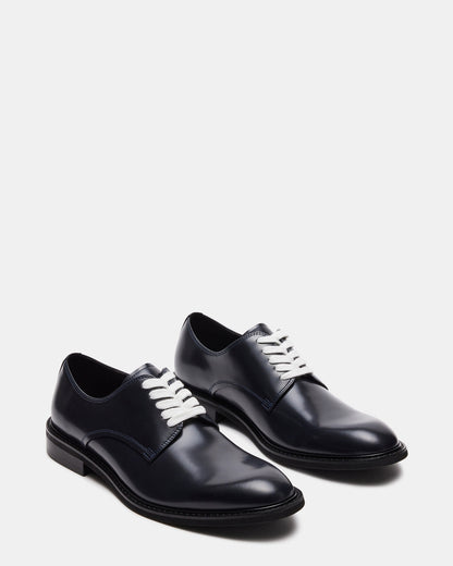 HADAR Navy Box Leather Lace-Up Oxford Dress Shoe | Men's Dress Shoes Steve Madden NAVY BX LE