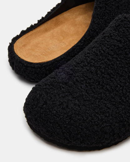 WENDELIN Black Faux Shearling Footbed Slip-On Men's Casual Clog Steve Madden BLACK
