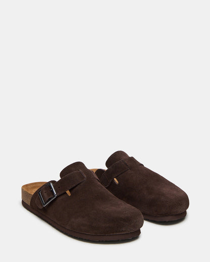WILDERR Chocolate Brown Suede Slip-On Men's Casual Clog Steve Madden CHOCOLATE BROWN SUEDE