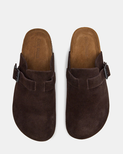 WILDERR Chocolate Brown Suede Slip-On Men's Casual Clog Steve Madden CHOCOLATE BROWN SUEDE