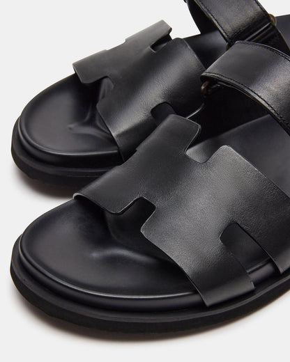 MAIVEN Black Leather Men's Fisherman Sandal Steve Madden BLACK LEATHER