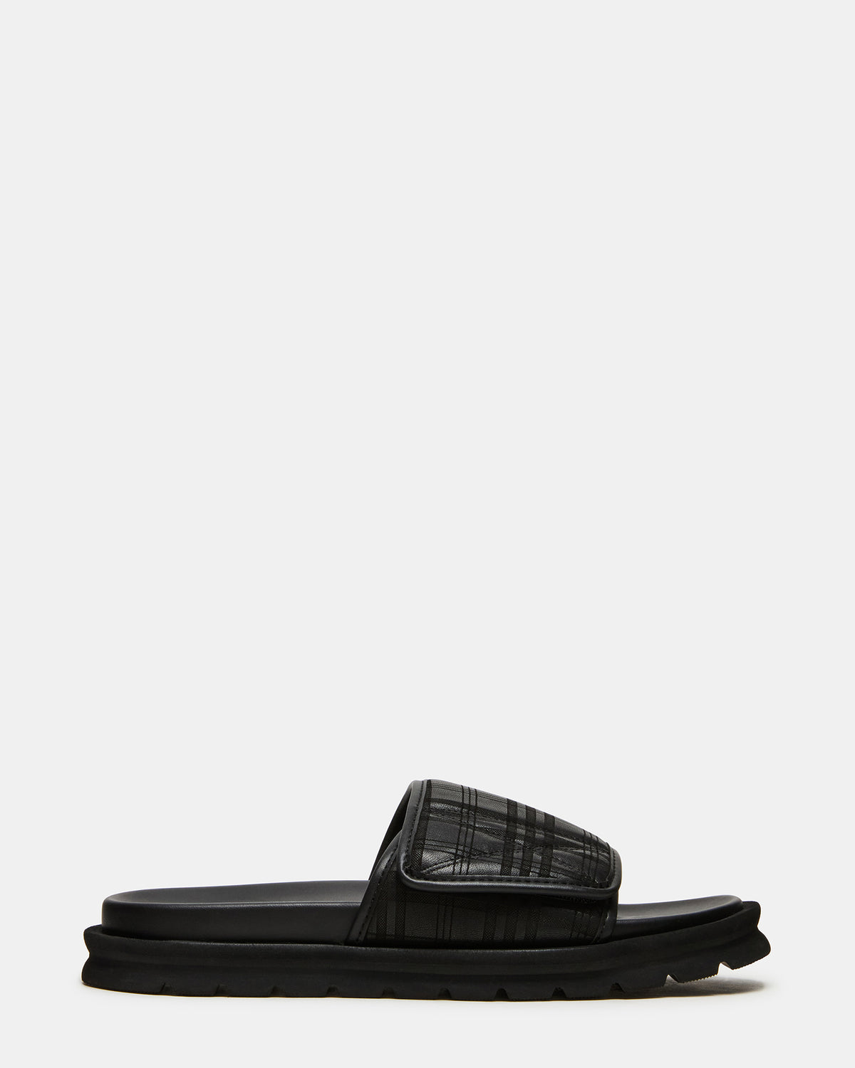 REESE Black Slide Footbed Rounded-Toe Men's Sandal Steve Madden BLACK