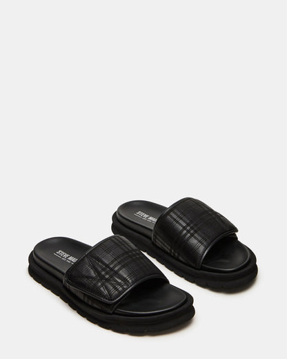 REESE Black Slide Footbed Rounded-Toe Men's Sandal Steve Madden BLACK