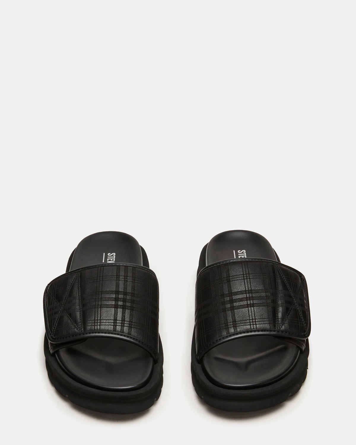 REESE Black Slide Footbed Rounded-Toe Men's Sandal Steve Madden BLACK