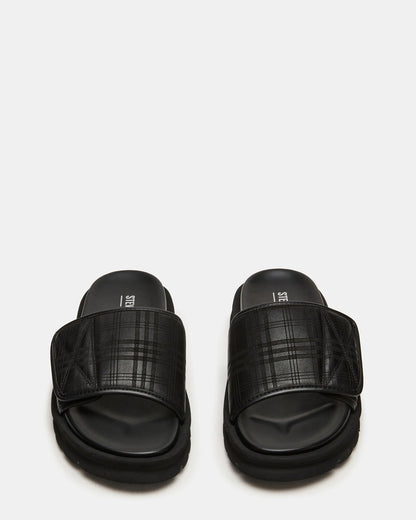 REESE Black Slide Footbed Rounded-Toe Men's Sandal Steve Madden BLACK