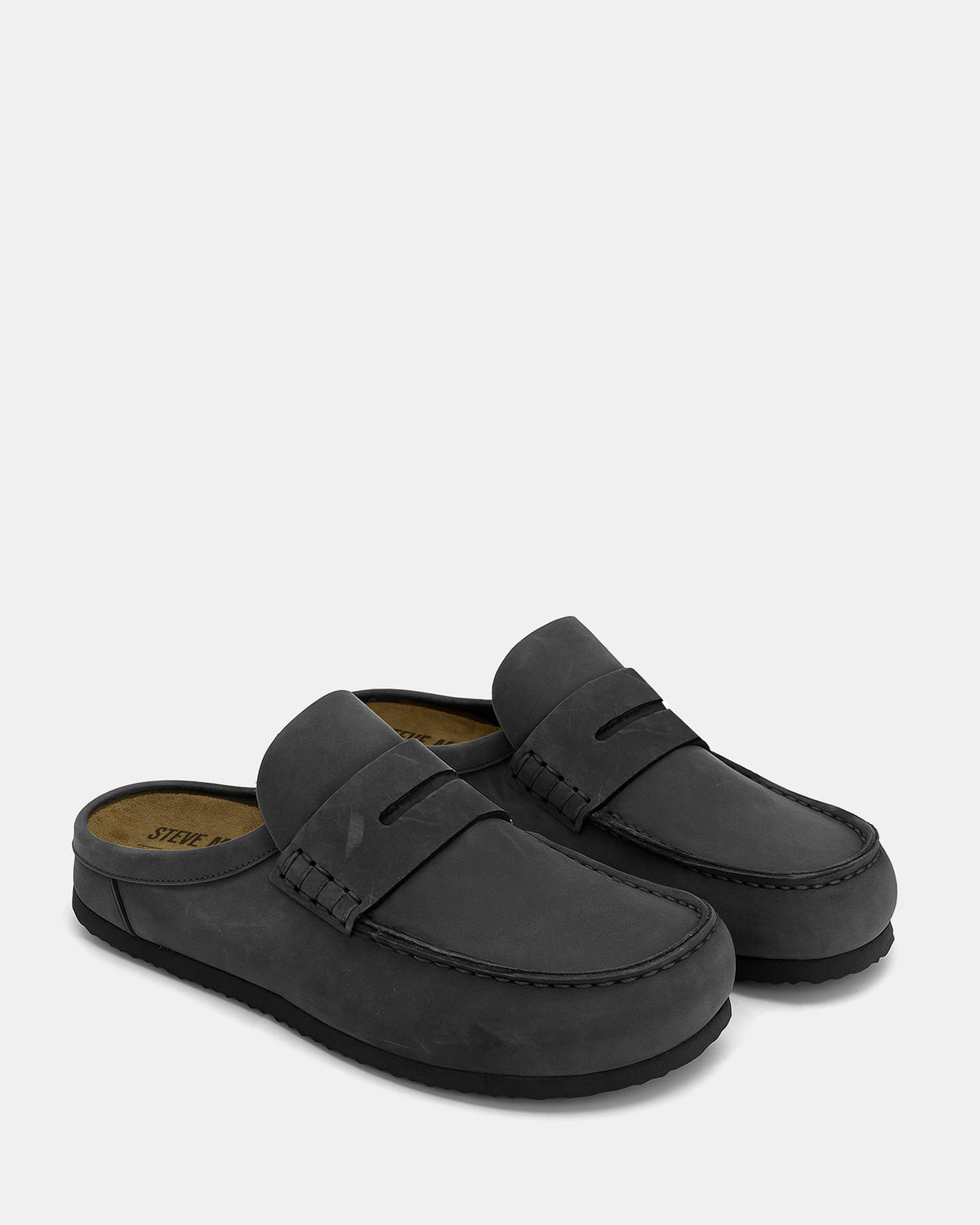 WYATT Black Leather Slip-On Clog Men's Casual Steve Madden BLACK LEATHER