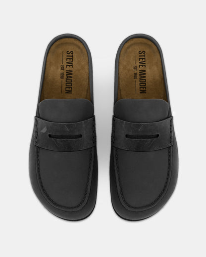 WYATT Black Leather Slip-On Clog Men's Casual Steve Madden BLACK LEATHER