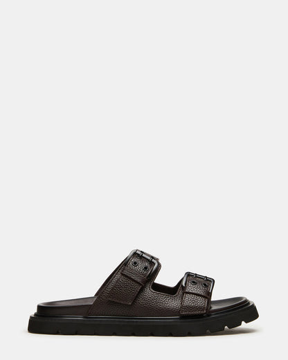 LUXOR Dark Brown Slide Footbed Men's Sandal Steve Madden DARK BROWN