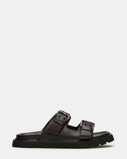 LUXOR Dark Brown Slide Footbed Men's Sandal Steve Madden DARK BROWN