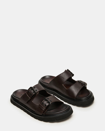 LUXOR Dark Brown Slide Footbed Men's Sandal Steve Madden DARK BROWN