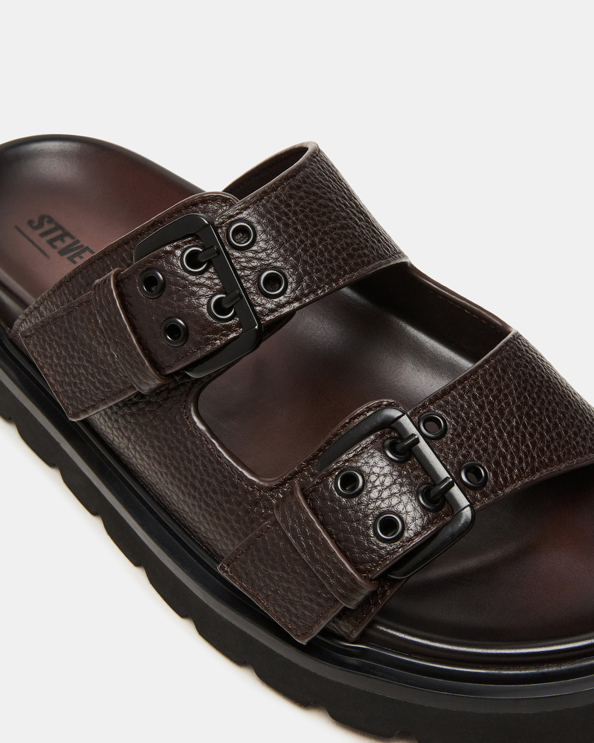 LUXOR Dark Brown Slide Footbed Men's Sandal Steve Madden DARK BROWN