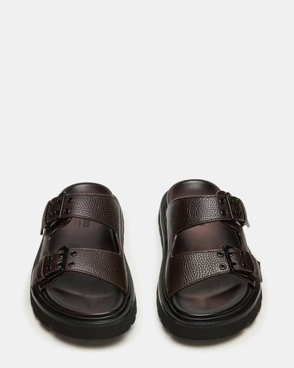 LUXOR Dark Brown Slide Footbed Men's Sandal Steve Madden DARK BROWN