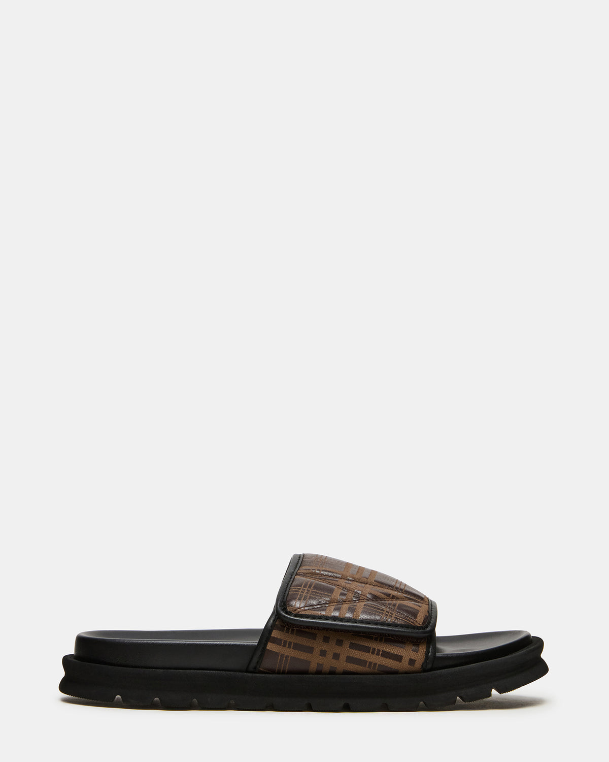 REESE Brown Slide Footbed Rounded-Toe Men's Sandal Steve Madden BROWN
