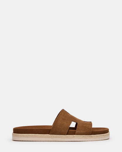 MERRICK Cognac Suede Footbed Slide Men's Sandal Steve Madden COGNAC SUEDE