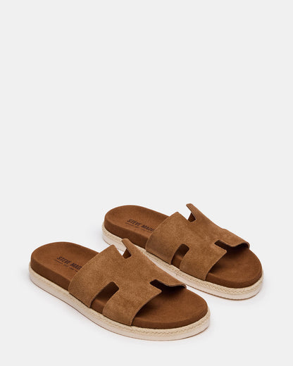 MERRICK Cognac Suede Footbed Slide Men's Sandal Steve Madden COGNAC SUEDE