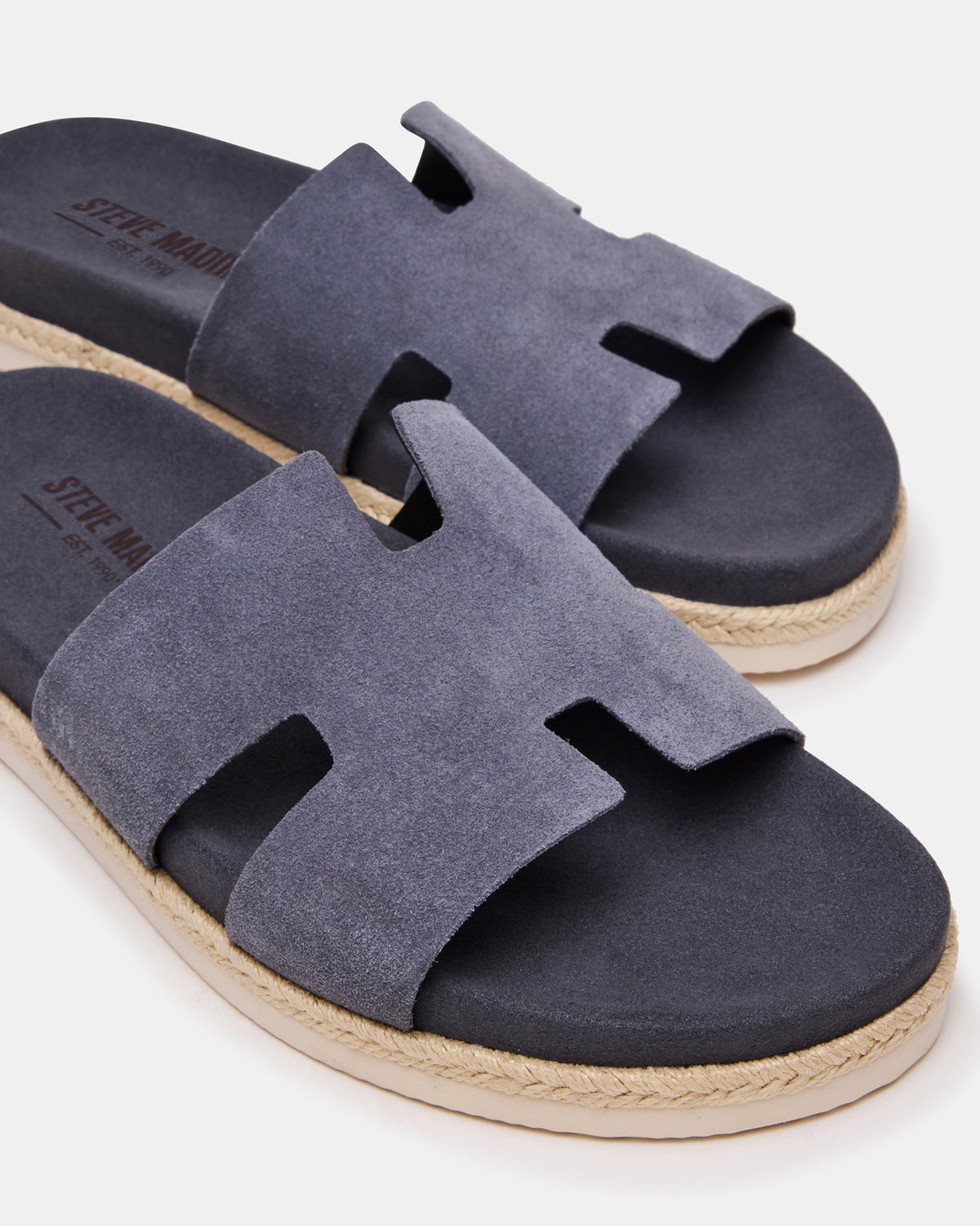 MERRICK Grey Suede Footbed Slide Men's Sandal Steve Madden GREY SUEDE
