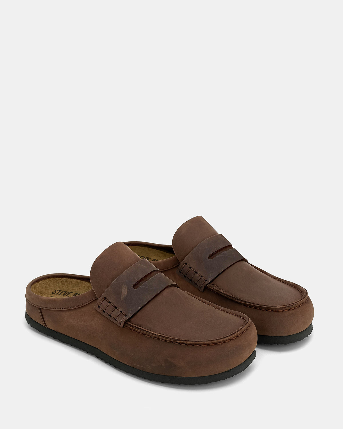 WYATT Brown Leather Slip-On Clog Men's Casual Steve Madden BROWN LEATHER