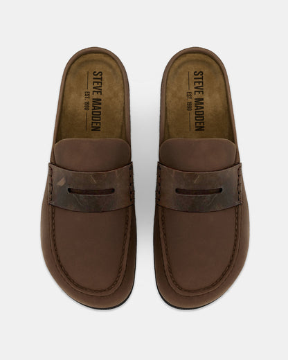WYATT Brown Leather Slip-On Clog Men's Casual Steve Madden BROWN LEATHER