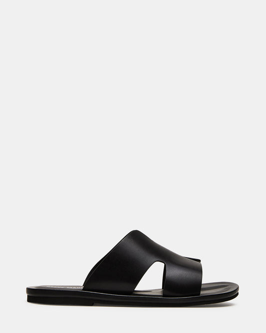 SPLASH Tan Leather Men's Flat Slip-On Sandal Steve Madden BLACK LEATHER