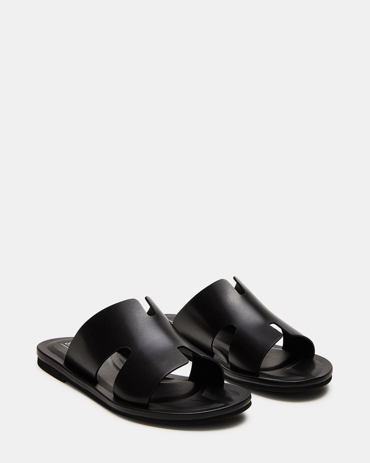 SPLASH Tan Leather Men's Flat Slip-On Sandal Steve Madden BLACK LEATHER