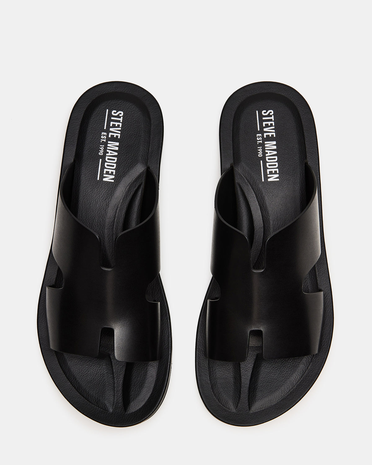 SPLASH Tan Leather Men's Flat Slip-On Sandal Steve Madden BLACK LEATHER