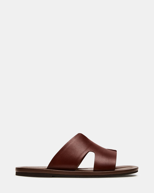 SPLASH Tan Leather Men's Flat Slip-On Sandal Steve Madden TAN LEATHER