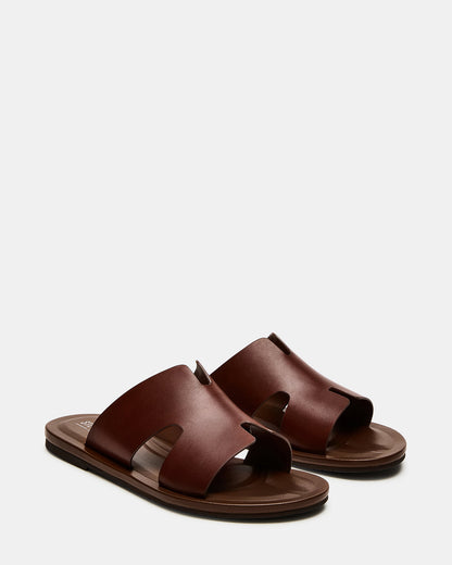 SPLASH Tan Leather Men's Flat Slip-On Sandal Steve Madden TAN LEATHER