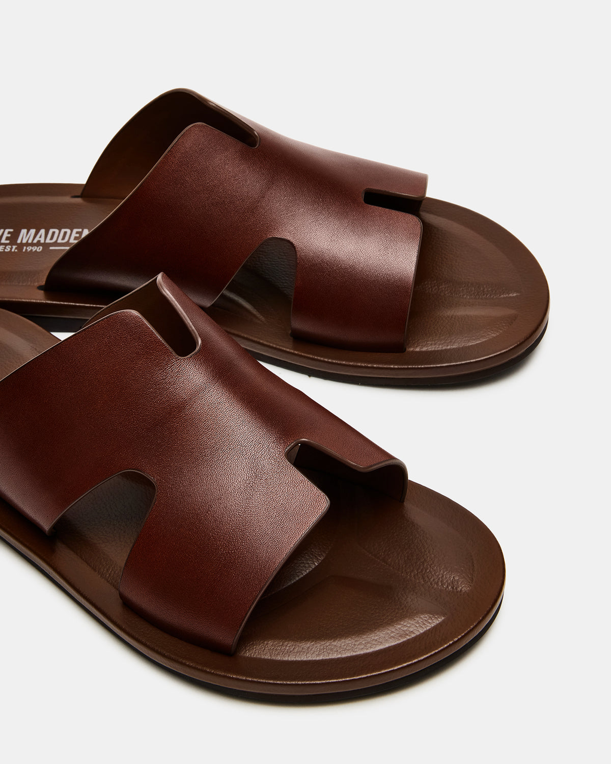 SPLASH Tan Leather Men's Flat Slip-On Sandal Steve Madden TAN LEATHER