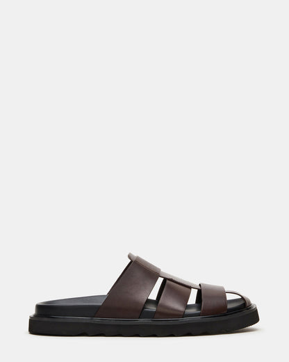 BLAZET Brown Leather Footbed Fisherman Men's Sandal Steve Madden BROWN LEATHER