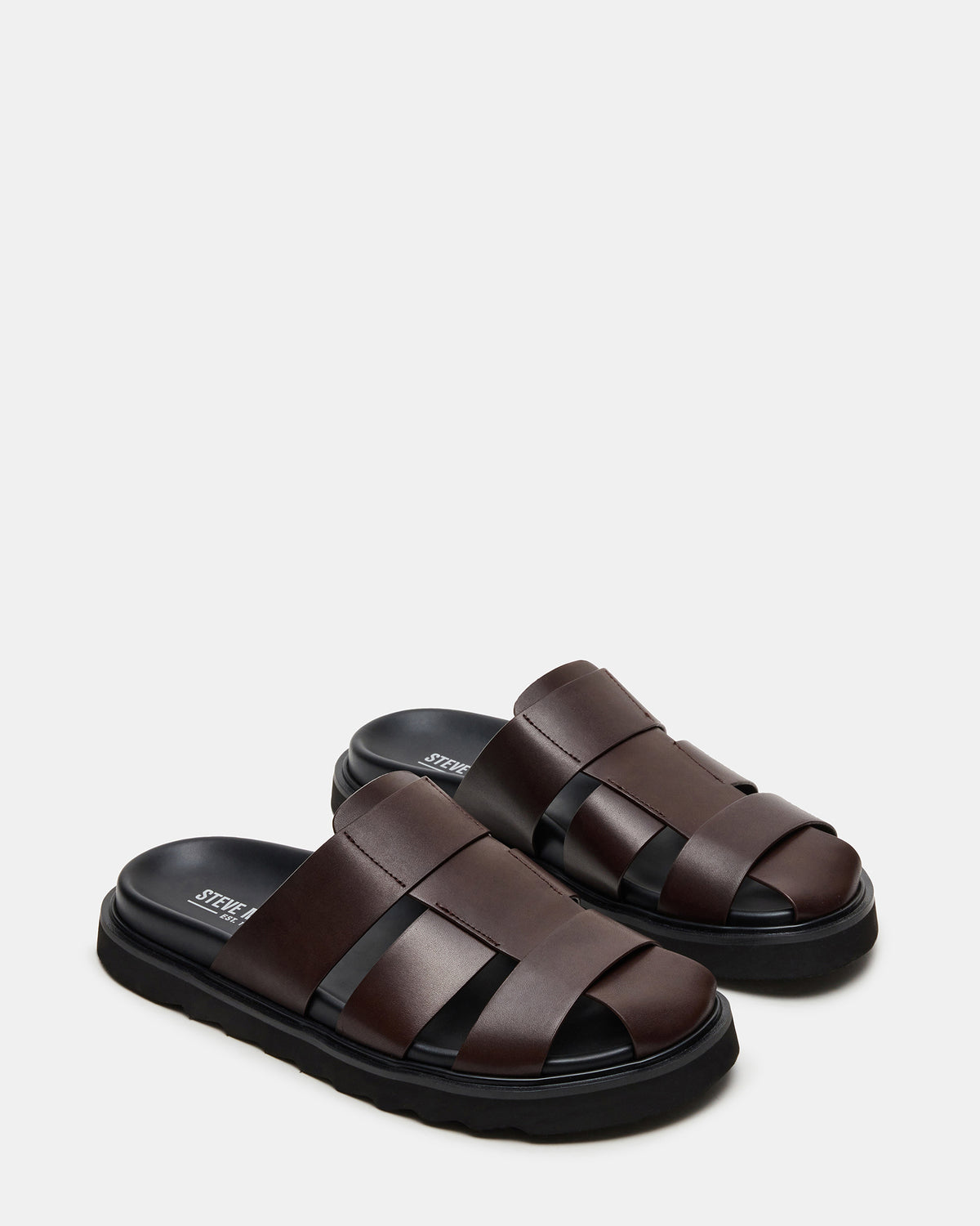 BLAZET Brown Leather Footbed Fisherman Men's Sandal Steve Madden BROWN LEATHER