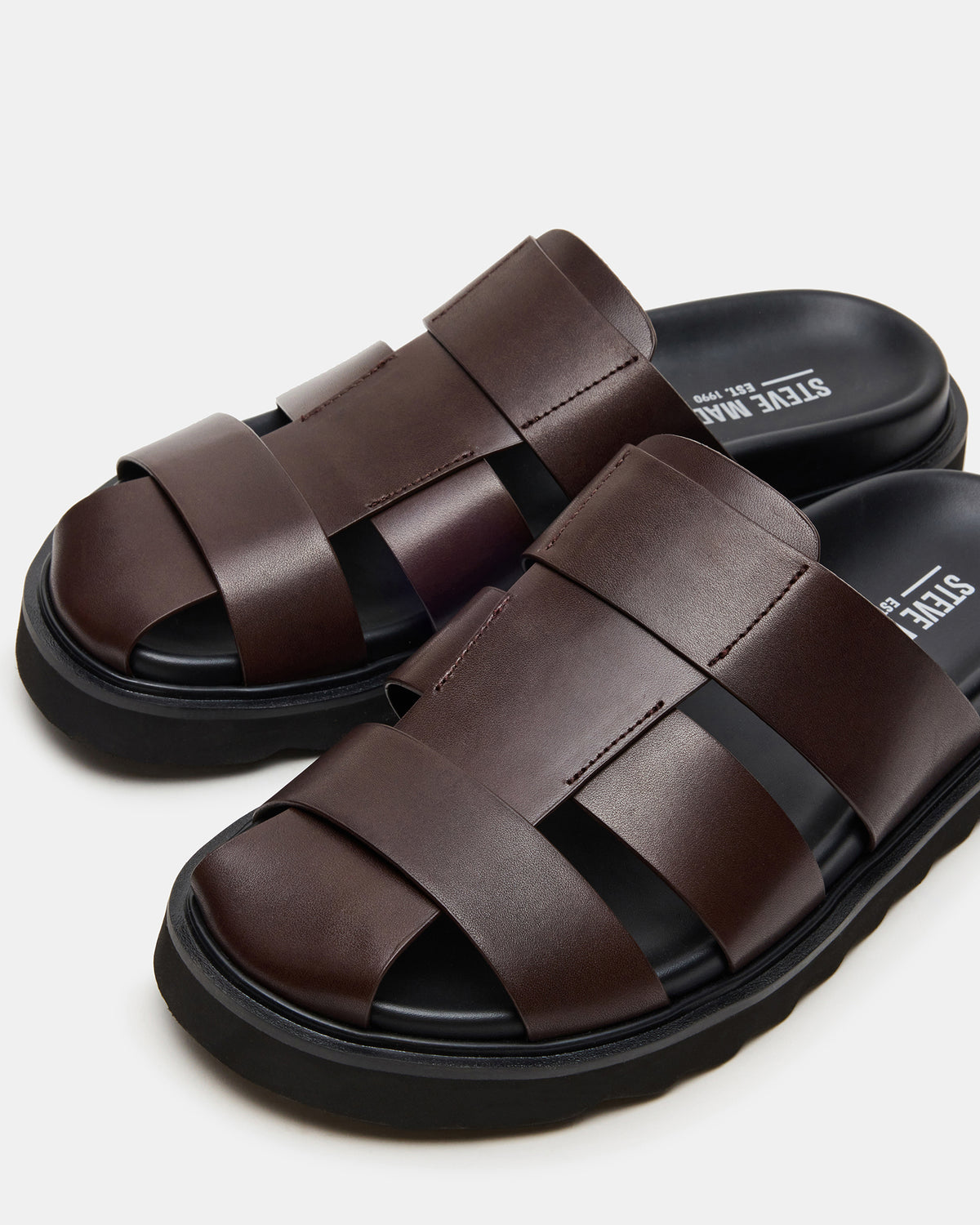 BLAZET Brown Leather Footbed Fisherman Men's Sandal Steve Madden BROWN LEATHER